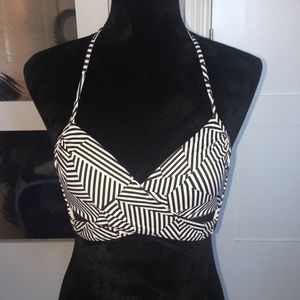 PINK Black/White Patterned Wrap Around Bikini Top